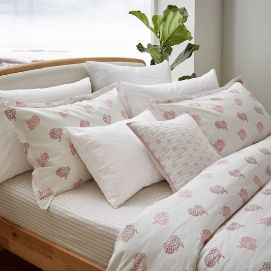 Clemmie Fitted Sheets Rose Shell & White